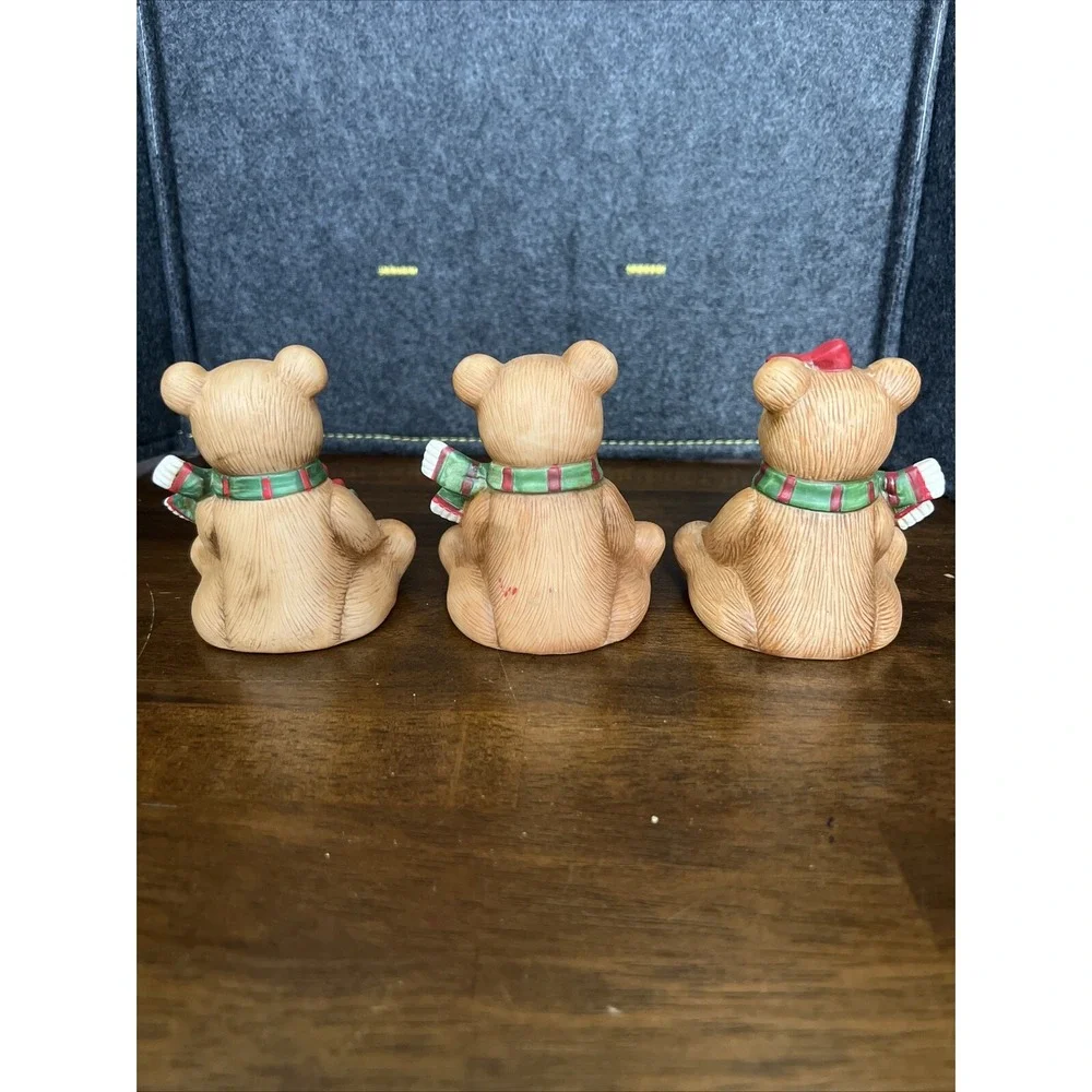 SET OF 3‎ CERAMIC VINTAGE HOMCO BEAR FIGURINES Christmas, train, Horse, Clown